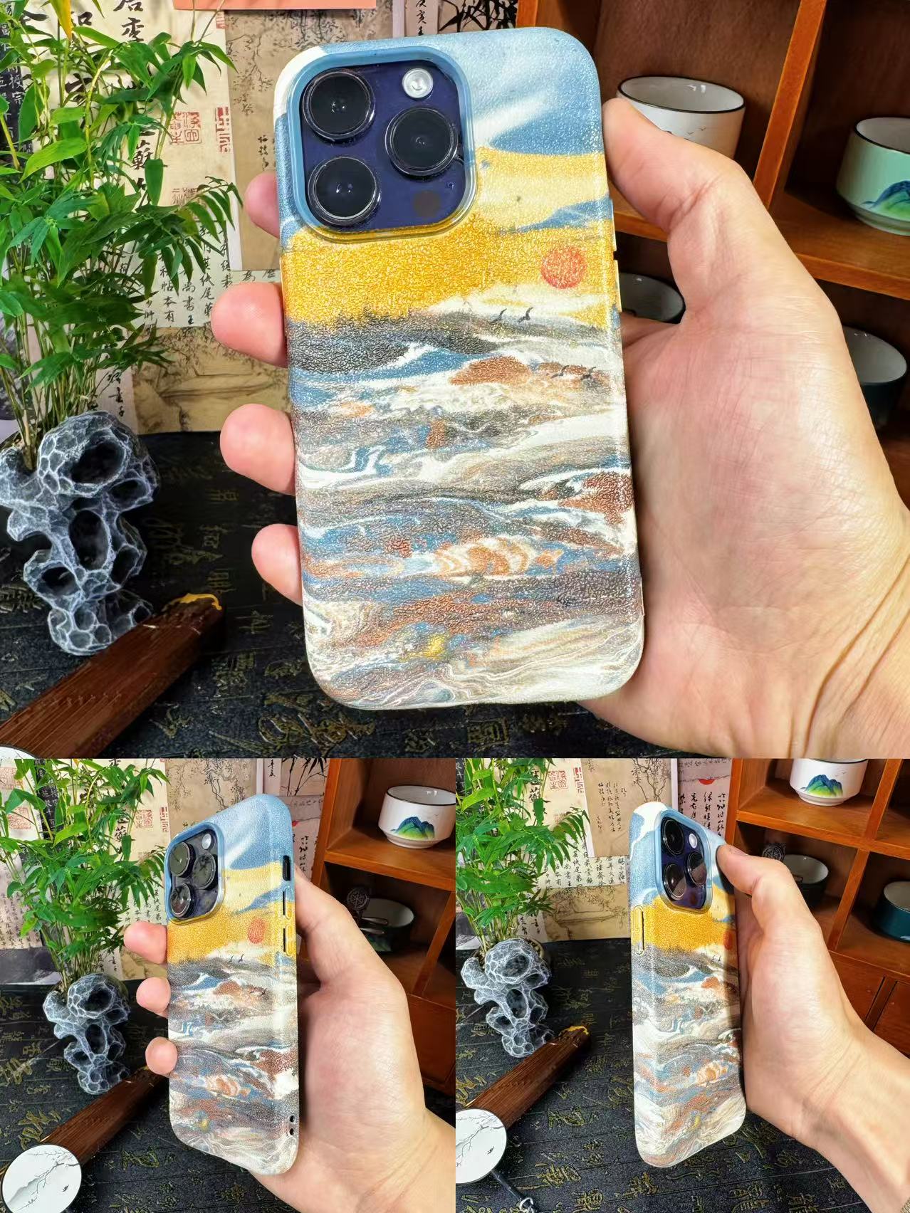 Daqi Floating - Lacquer Phone Case - "Sunshine on Golden Mountain"